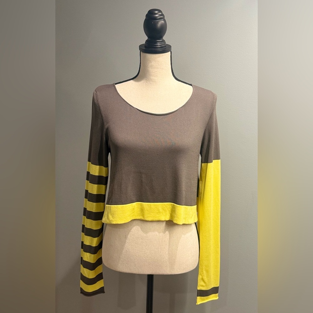 Crea Concept Cropped Knit Top | Artistic Colorblock | European Designer Piece